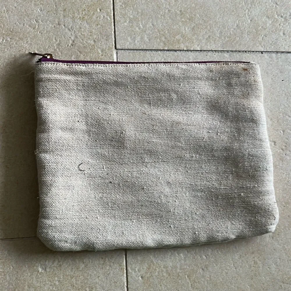 Small Travel Canvas Clutch - Purple Top Zipper - Peak a Boo Color - BRAND NEW